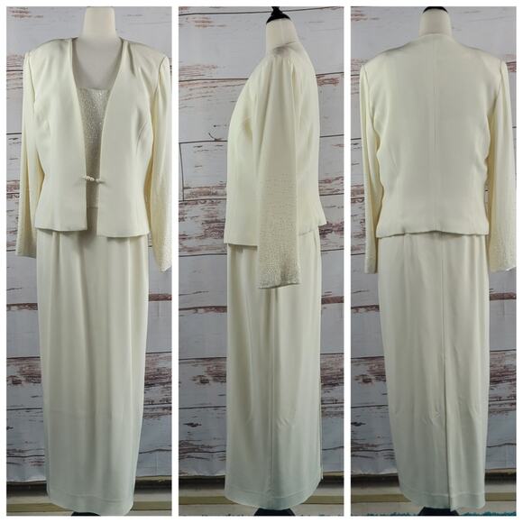 Jovani Beaded Gown with Jacket Cream Size 14 - Picture 1 of 12